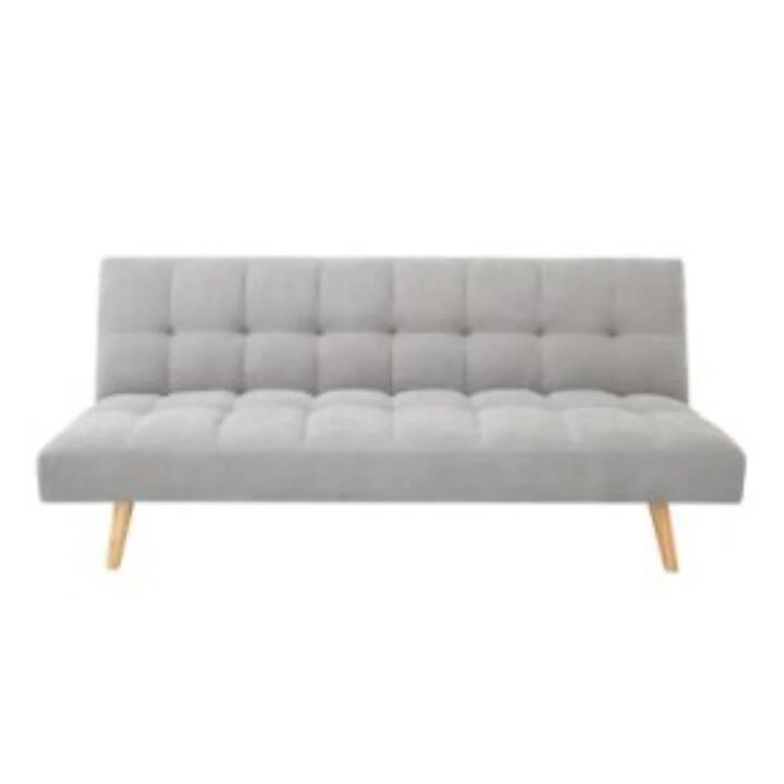 Design Square Fabric 3-Seater Futon Couch Sofa Bed Grey