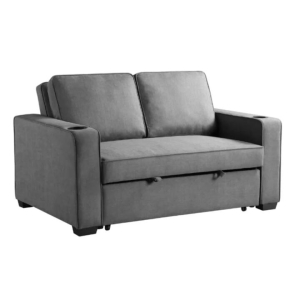 Design Square Fabric Modern 2-Seater Lounge Couch Pull-Out Sofa Bed Dark Grey