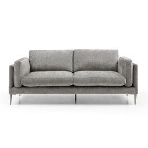 Design Square Fabric 3-Seater Sofa Lounge Couch Padded Cushion Metal Legs Grey