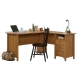Design Square Gami Executive Wooden L-Shaped Home Office Computer Working Desk Prarie Cherry