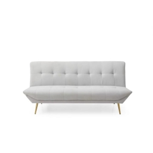 Design Square Designer Modern 3-Seater Fabric Sofa Bed Metal Legs - Light Grey