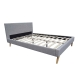 Design Square Designer Fabric Bed Frame Wooden Legs With Headboard Double Light Grey