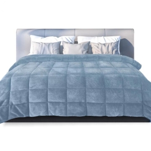 DreamZ Quilt Doona Comforter Blanket Velvet Winter Warm King Bedding Blue 500GSM