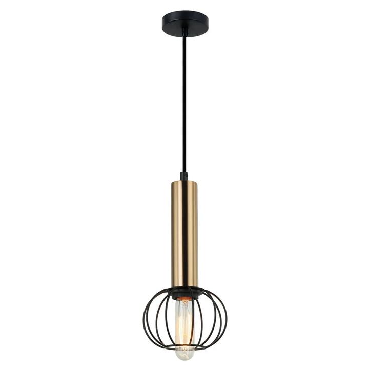 CORAZON Pendant Lamp Light Interior ES Antique Brass with Matte Black Cage Round OD150mm