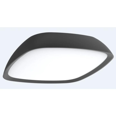 DOCCIA Wall Light Surface Mounted 20W Square Dark Grey 3000K IP65 Opal Diffuser Rounded 920LM