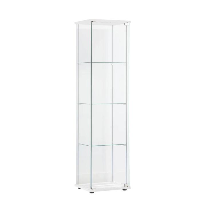 Design Square Dejaro Modern 4-Tier Display Shelf Storage Cabinet W/ 1-Door - Glass/White