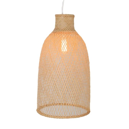 New Oriental Cone Modern Oriental Wooden Hand-Woven Bamboo Pendant Lamp Light - Natural
