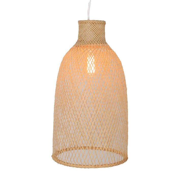 New Oriental Cone Modern Oriental Wooden Hand-Woven Bamboo Pendant Lamp Light - Natural