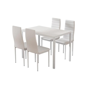 Dining Chairs and Table Dining Set 4 Chair Set Of 5 Wooden Top White