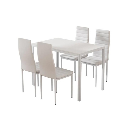 Dining Chairs and Table Dining Set 4 Chair Set Of 5 Wooden Top White