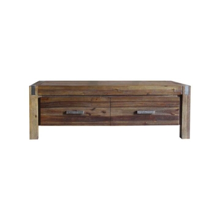 Coffee Table Solid Acacia Wood & Veneer 1 Drawer Storage Chocolate Colour