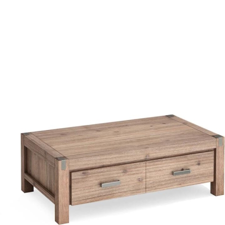 Coffee Table Solid Acacia Wood & Veneer 1 Drawer Storage Oak Colour