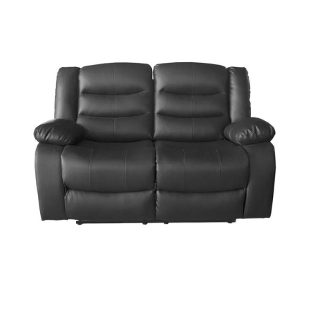 Colson 2-Seater Faux Leather Recliner Sofa Lounge Couch- Black Color