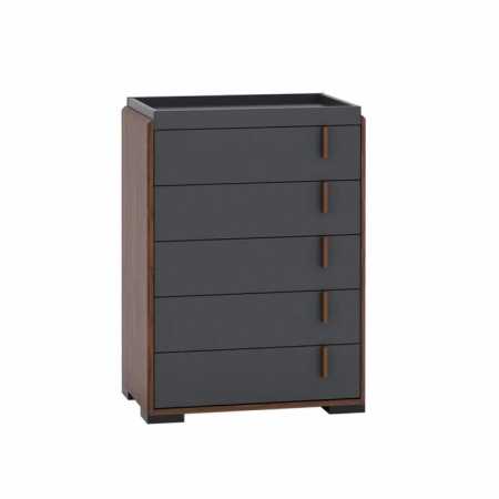 Desmond Chest Of 5-Drawers Tallboy Storage Cabinete - Columbia & Dark Grey