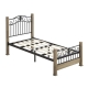 Cosmo King Single Size Bed Frame Wooden Pole Black Metal Frame - Maple