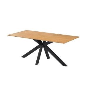 HomeStar Easton Wooden Rectangular Kitchen Dining Table 180cm Metal Legs Natural/Black