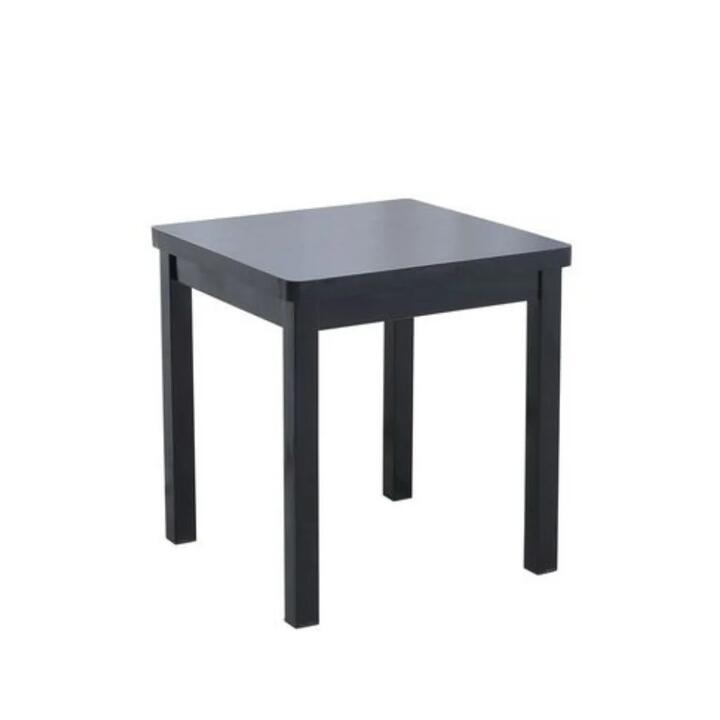 Design Square Contemporary Square End Lamp Side Table Metal Frame Wooden Top Black