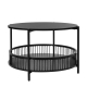 Design Square Connell Round Wooden Coffee Table W/ Shelf Black