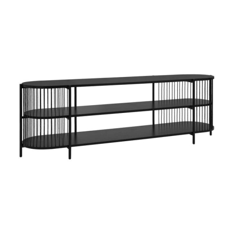 Design Square Connel 3-Tier Wooden Open Shelves TV Stand Enterintainment Unit 184cm Black