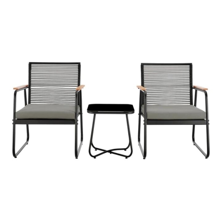 Design Square Cus 3Pc Outdoor Chairs & Side Table Setting Black