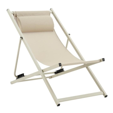 Design Square Duka Outfoor Relaxing Lounge Accent Folding Steel Patio Beach Chair Blue