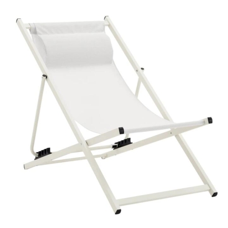 Design Square Duka Outdoor Relaxing Lounge Accent Folding Steel Patio Beach Chair White