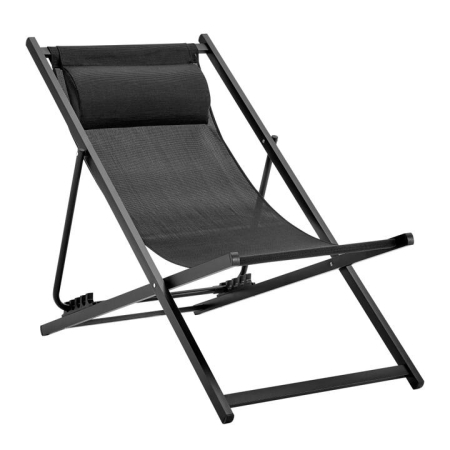 Design Square Duka Outdoor Relaxing Lounge Accent Folding Steel Patio Beach Chair Black