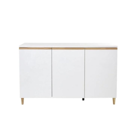 Carrie Sideboard Buffet Unit Cabinet - High Gloss White / Antique Oak