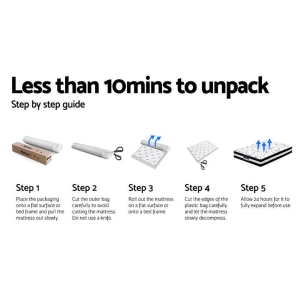 Bedding Rumba Tight Top Pocket Spring Mattress 24cm Thick - Queen