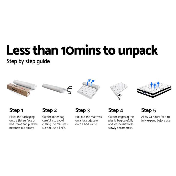 Bedding Rumba Tight Top Pocket Spring Mattress 24cm Thick - Queen