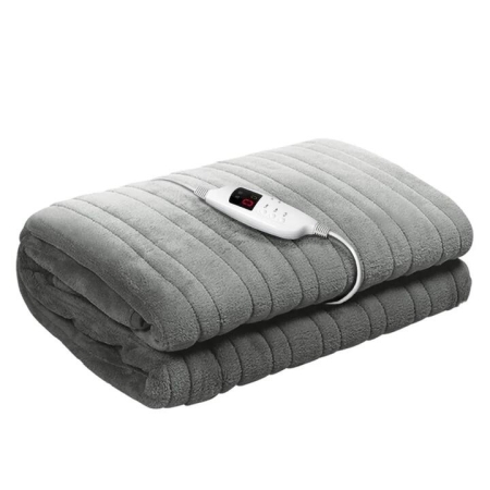 Bedding Heated Electric Throw Rug Fleece Sunggle Blanket Washable Silver