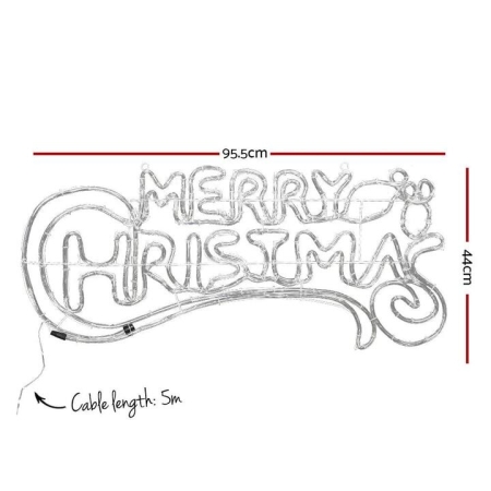 Christmas Motif Lights LED Rope Merry Xmas Waterproof Colourful