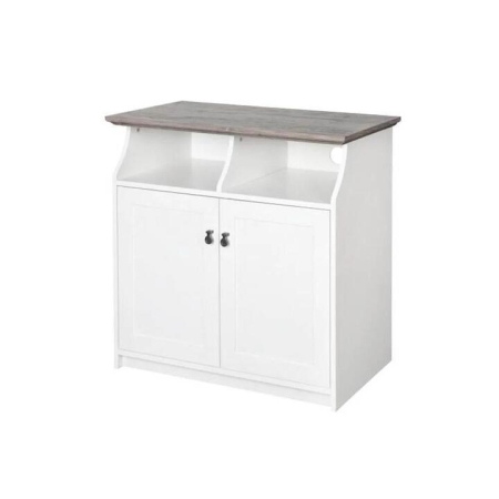 Maestro Furniture Broweville  2 Door Storage Cabinet - Grey Oak & White