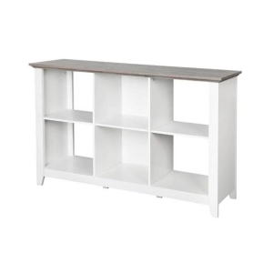 Maestro Furniture Broweville 6 Cubic Organizer Bookcase Display Cabinet - Grey Oak & White