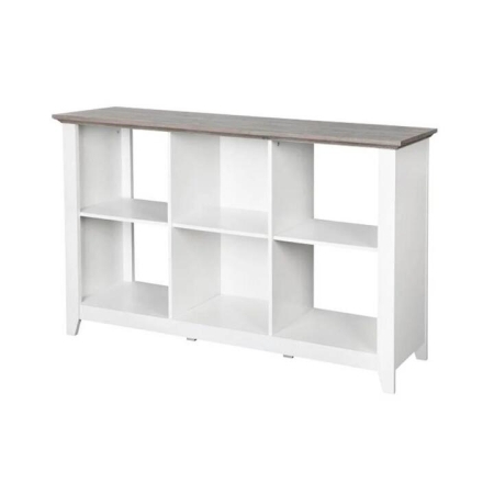 Maestro Furniture Broweville 6 Cubic Organizer Bookcase Display Cabinet - Grey Oak & White