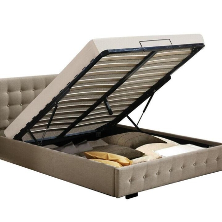 Bed Frame Base With Gas Lift Double Size Platform Fabric