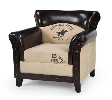 Charleston Polo Vintage Rustic ArmChair Relaxing Accent Lounge Chair