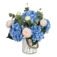 Glamorous Fusion Blue Hydrangea & Peony Mixed Artificial Fake Plant Decorative Arrangement 38cm In Maison Jar