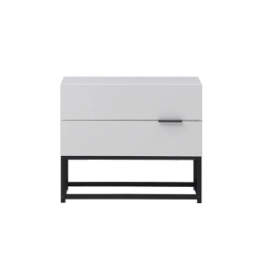 Design Square Brian Modern Bedside Table Nightstand W/ 2-Drawers - White/Black