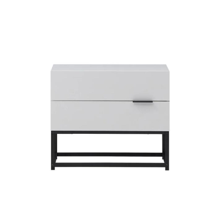 Design Square Brian Modern Bedside Table Nightstand W/ 2-Drawers - White/Black
