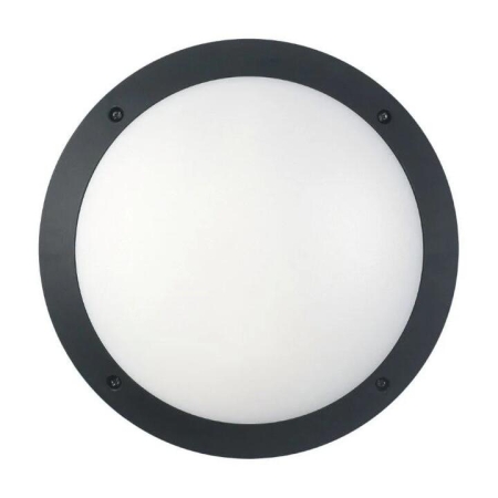 Bulkhead Wall Light Lamp 12W Round Black 4000K IP66 OD300mm 800LM
