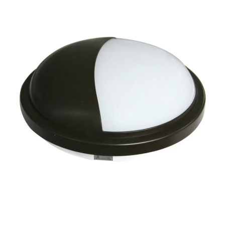 Bulkhead Wall Light Lamp 20W Round Black 5000K IP65 OD225mm Eyelid 1600LM