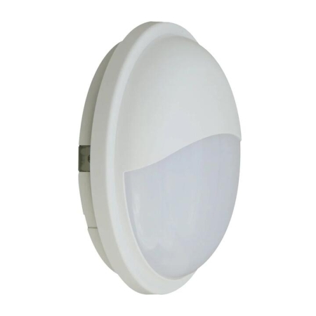 Bulkhead Wall Light Lamp 20W Round White 5000K IP65 OD225mm Eyelid 1600LM