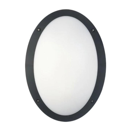 Bulkhead Wall Light Lamp 12W Oval Black 4000K IP66 OD330mm 800LM