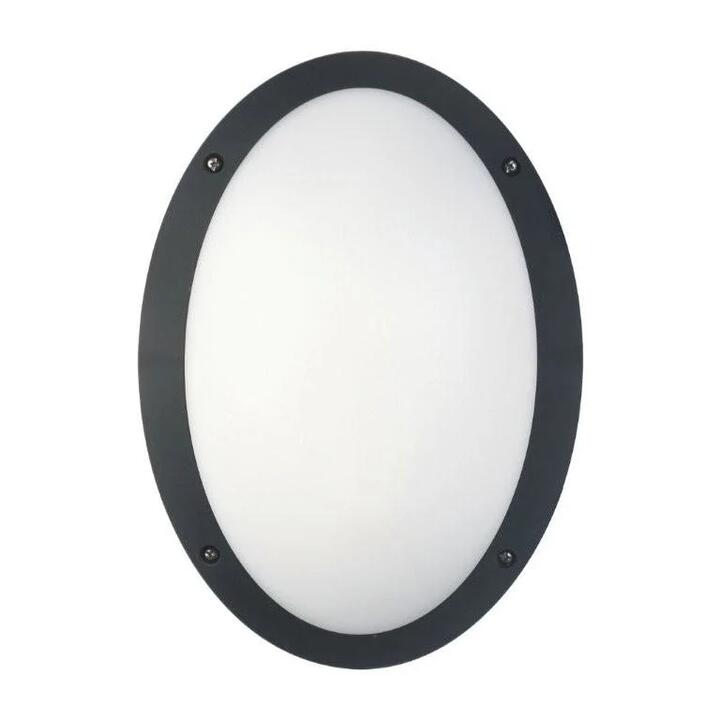 Bulkhead Wall Light Lamp 12W Oval Black 4000K IP66 OD330mm 800LM