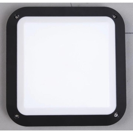Bulkhead Wall Light Lamp 12W Square Black 4000K IP66 OD280mm 800LM