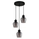 CHAMPAN Pendant Lamp Light Interior ES 3X72W Black Smoke Glass Ellipse Round Base