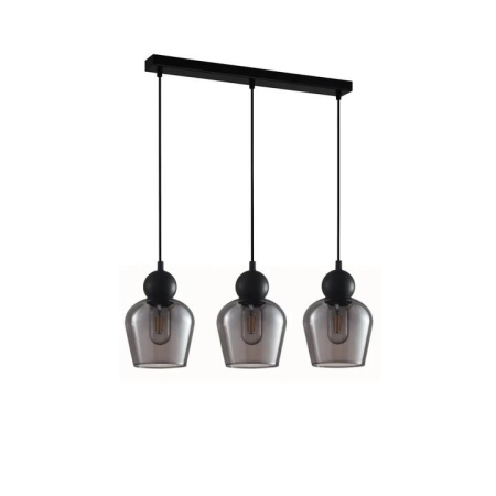 CHAMPAN Pendant Lamp Light Interior ES 3X72W Black Smoke Glass Ellipse Square Base