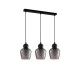 CHAMPAN Pendant Lamp Light Interior ES 3X72W Black Smoke Glass Ellipse Square Base