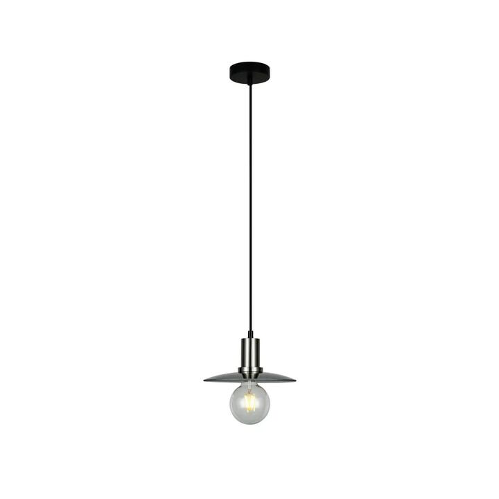 CHAPEAU Pendant Lamp Light Interior ES Smoke Glass Coolie with Satin Chrome Highlight OD220mm